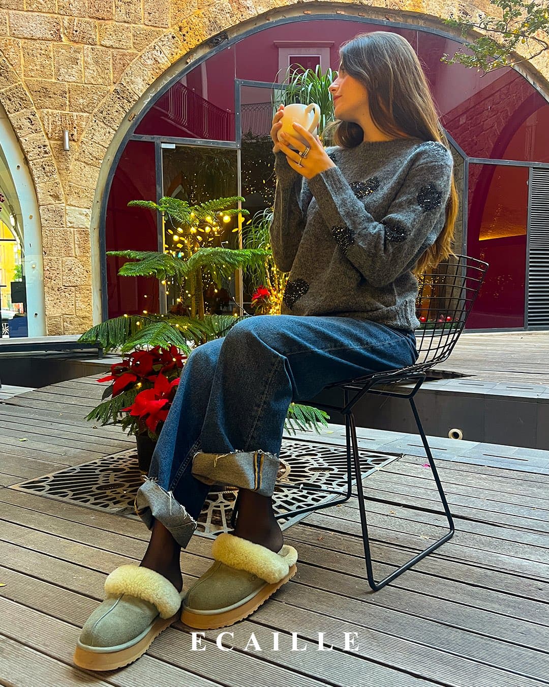 Heart-Pattern Knit Sweater — alternate view