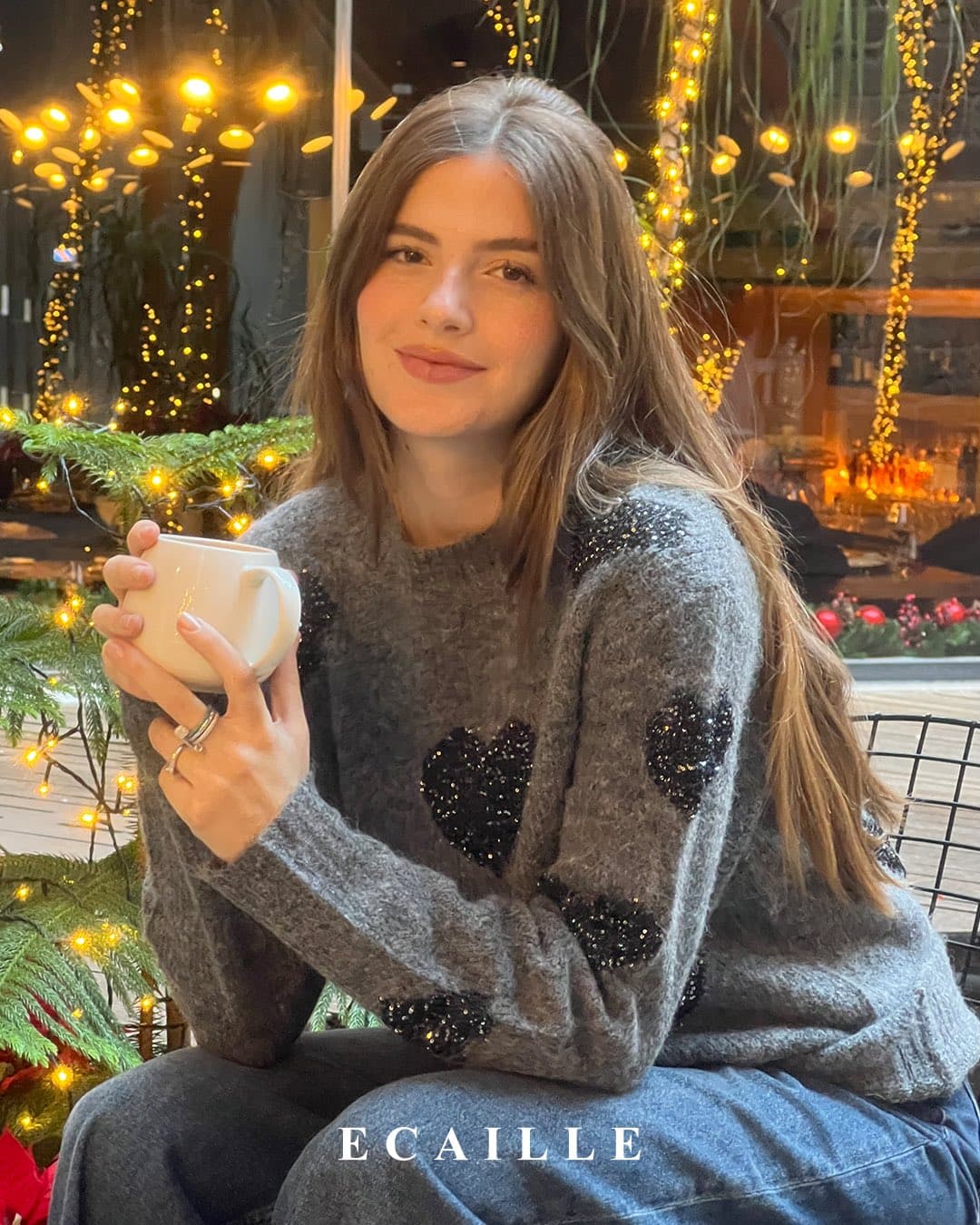 Heart-Pattern Knit Sweater — view 3